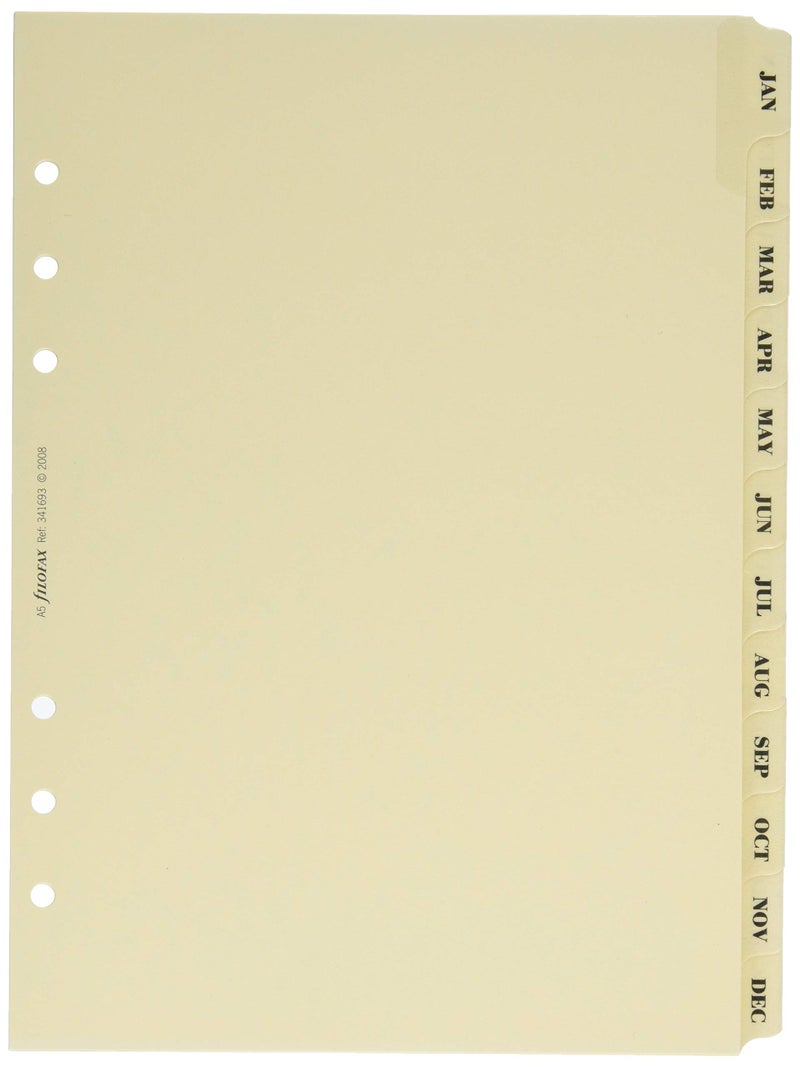فيلوفاكس ملحق إعادة ملء منظم/دفتر القصاصات من Filofax مقاس A5 من يناير إلى ديسمبر مجموعة مقسم الفهرس الشهري 12 علامة تبويب كريم قطني فاخر (B341693) - Image 2